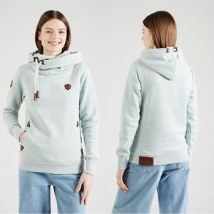 Naketano Darth Cowl Neck Hooded Sweatshirt Longsleeve in Light Green Mint M